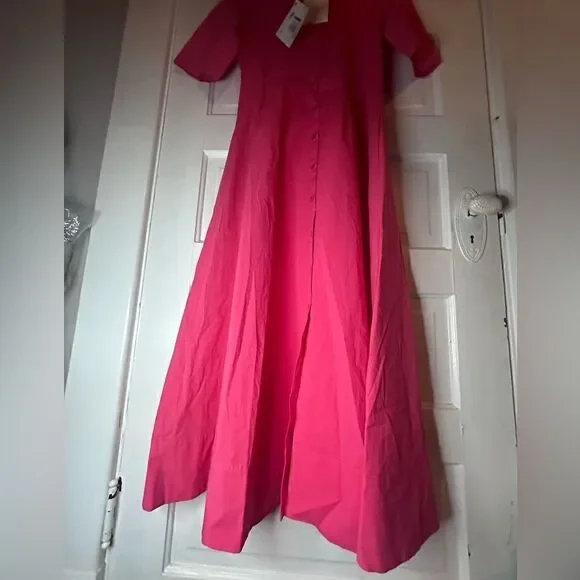 AntonelliNWTs Monaco Pink Front Button Midi Dress Size Medium